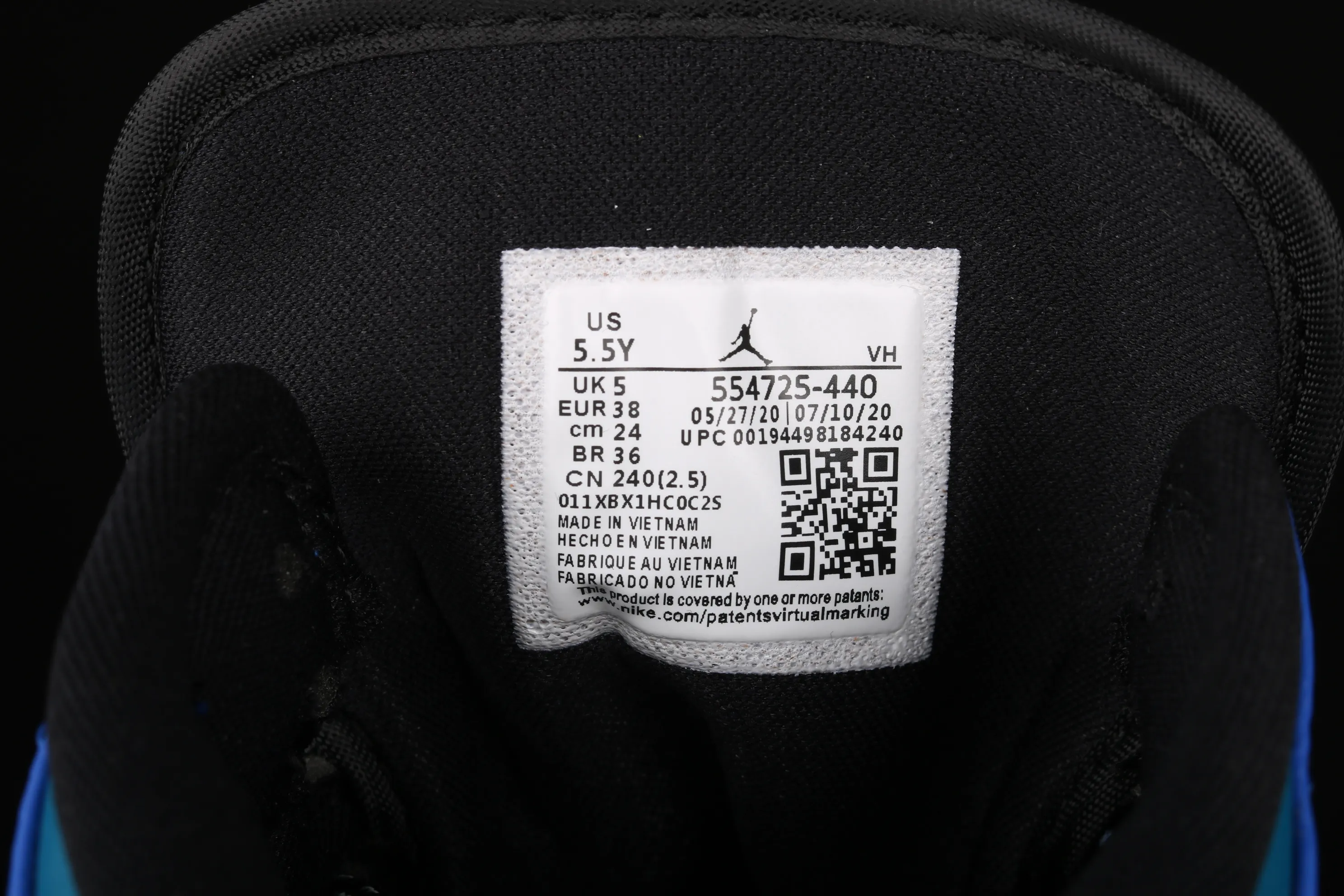 All categories Air Jordan Jordan series basketball shoes Air Jordan 1 Mid Air Jordan 1 Mid AJ1 Joe 1 patent leather black blue orange Zhongbang basketball shoes 554725-440